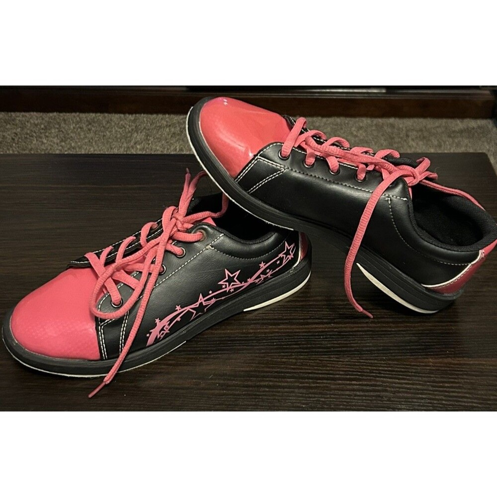 Pyramid Women 8 Rise Patent Leather Hot Pink and Black Non Marking bowling Shoes